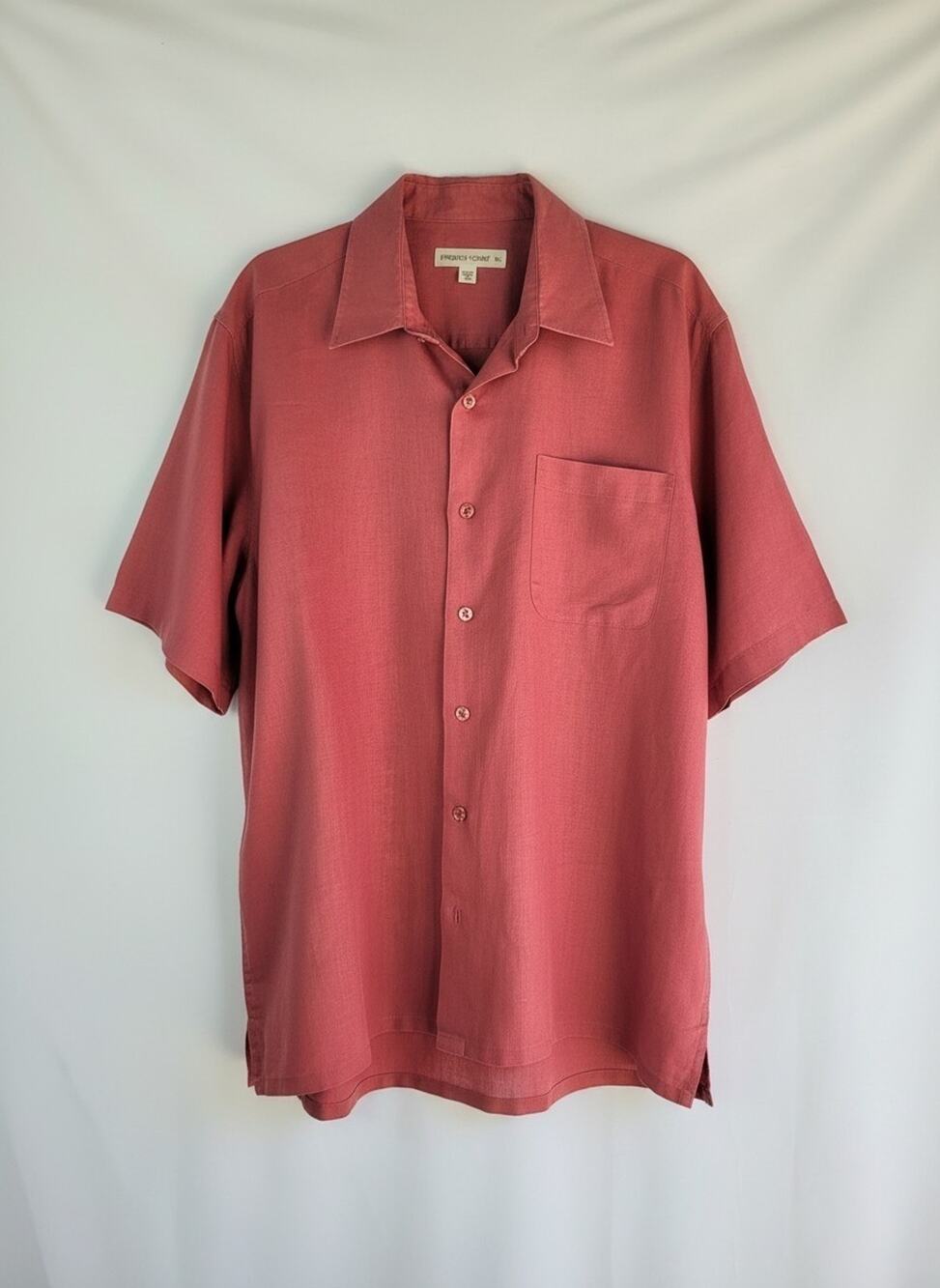 PRONTO UOMO 100% Linen Button Down Short Sleeve Shirt Men's XL Crimson Red